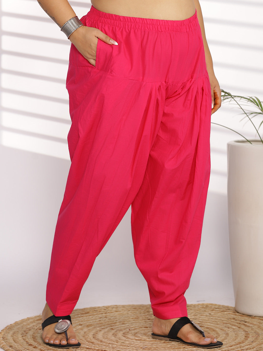 Magenta Cotton Straight Salwar