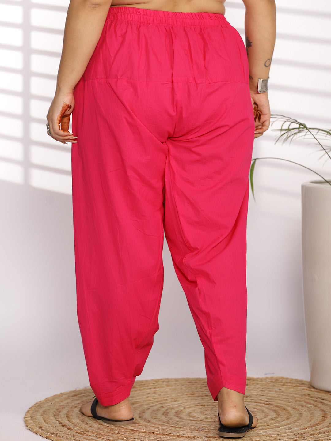 Magenta Cotton Straight Salwar