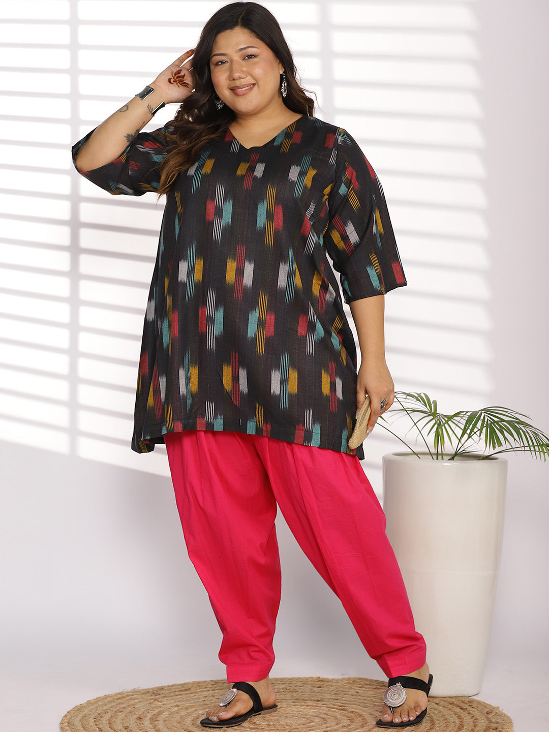 Magenta Cotton Straight Salwar