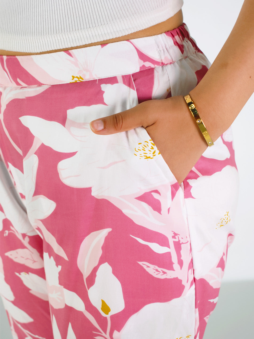 Printed Rayon Palazzo Pants - PinkFlora