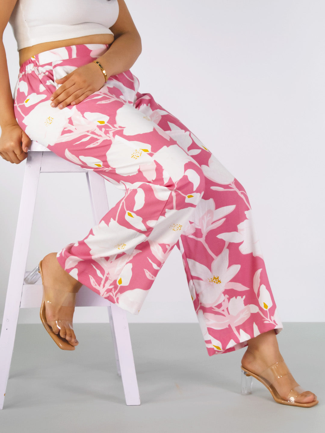 Printed Rayon Palazzo Pants - PinkFlora