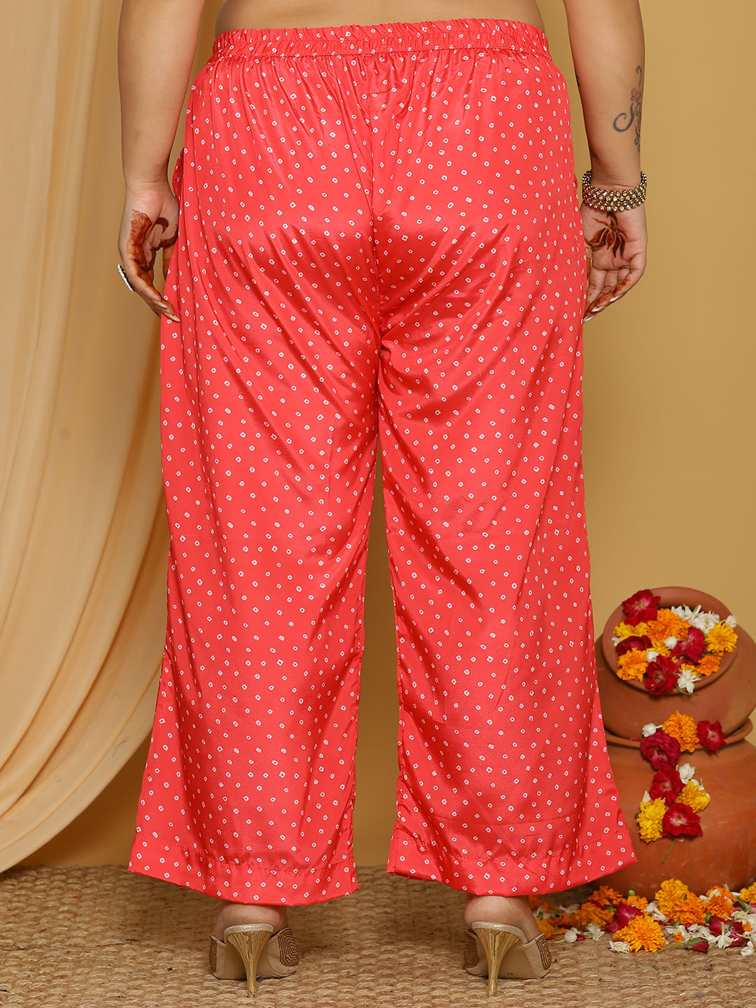 PinkBandhani Crepe Silk Palazzo Pants
