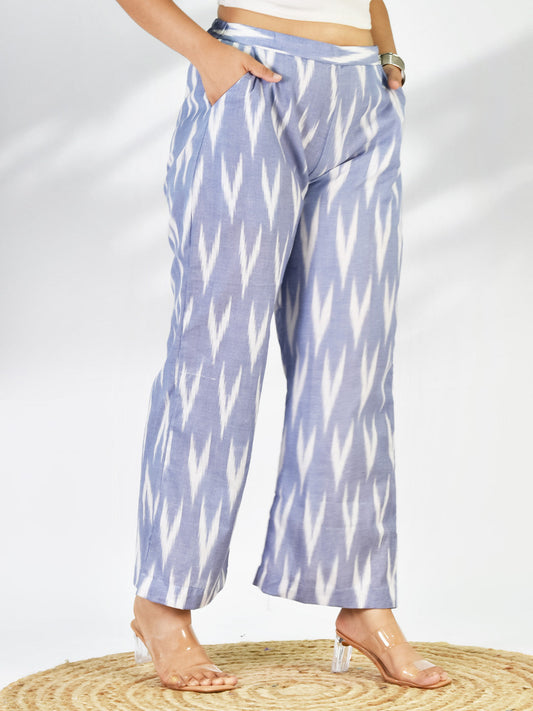 PowderBlue Ikat Palazzo Pants