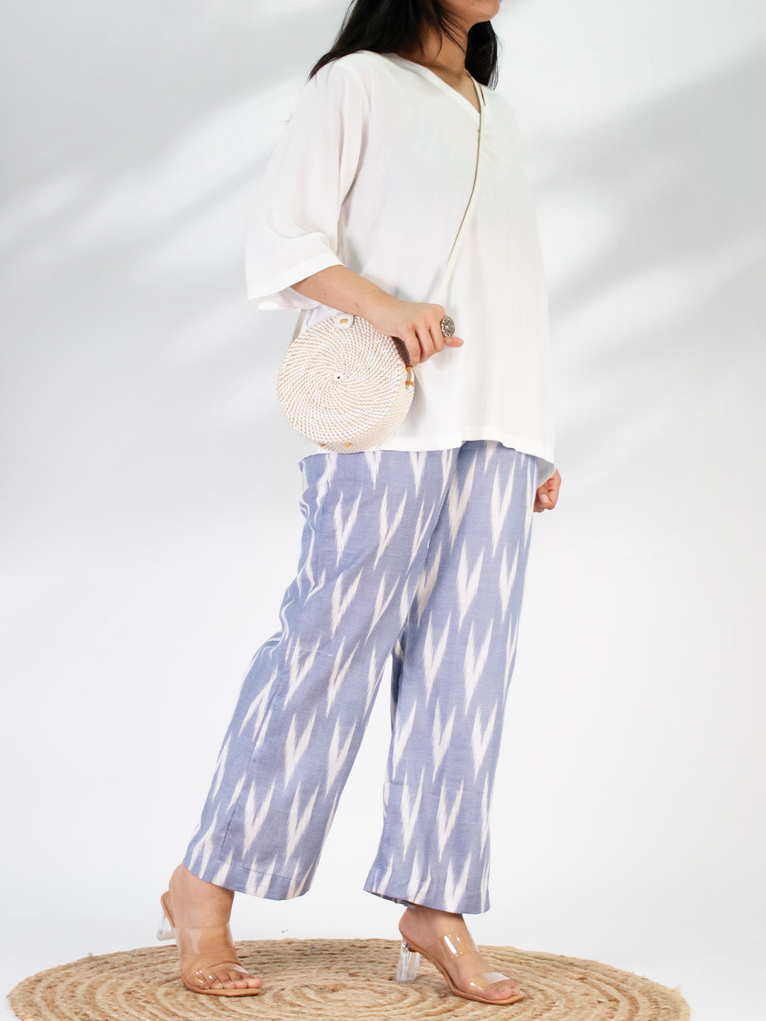 PowderBlue Ikat Palazzo Pants