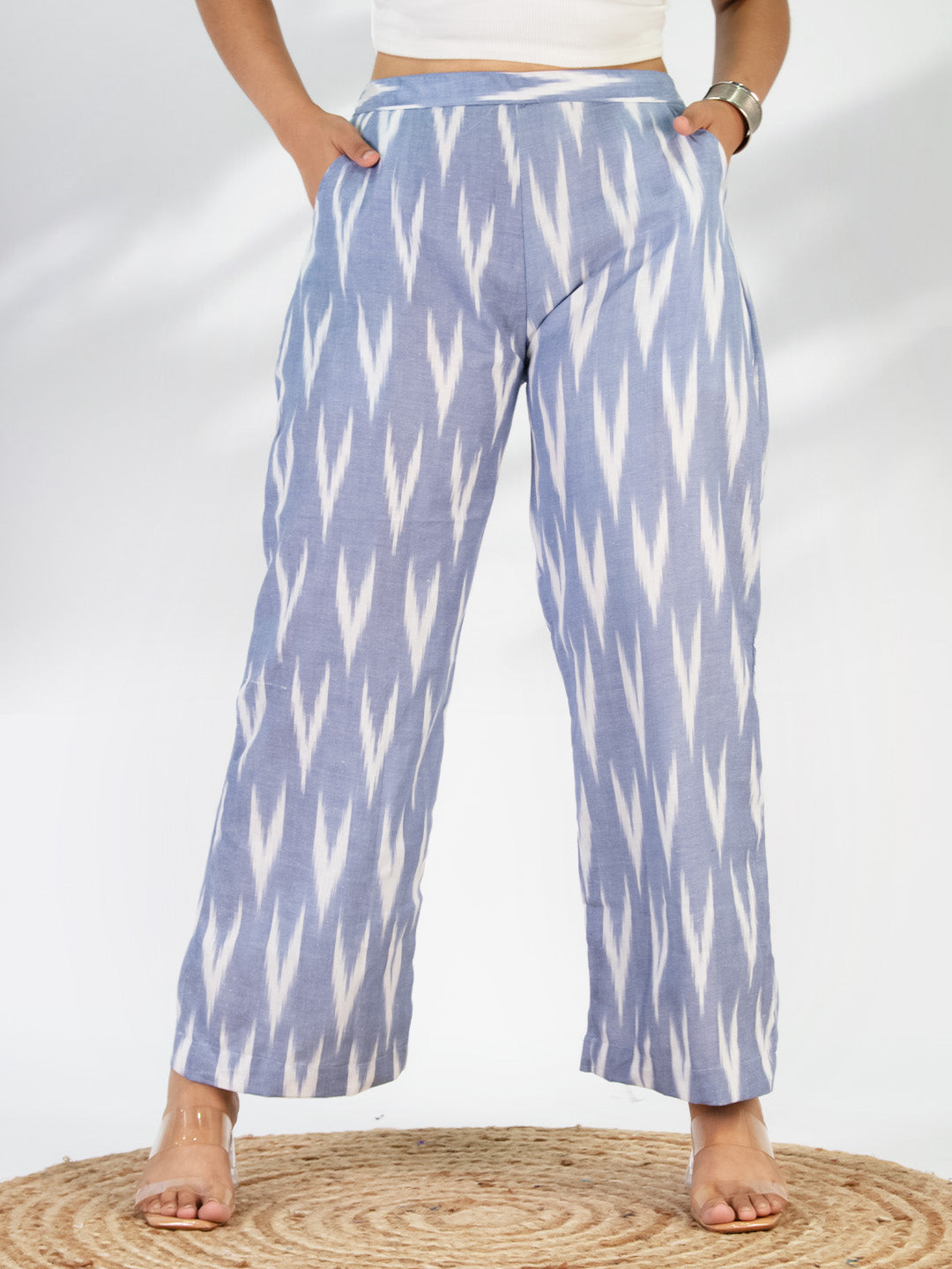 PowderBlue Ikat Palazzo Pants