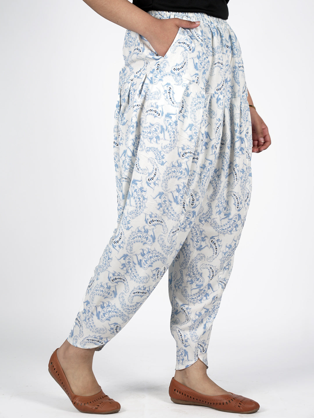 PowderBluePrinted Rayon Tulip Salwar - BohoCurves