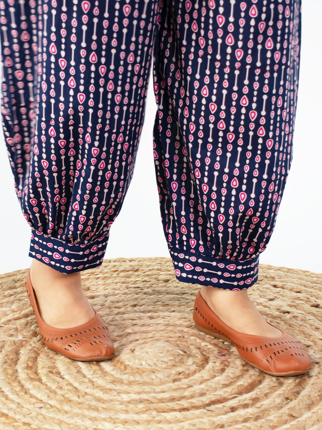 Printed Cotton Afghani Salwar - NavyPearls