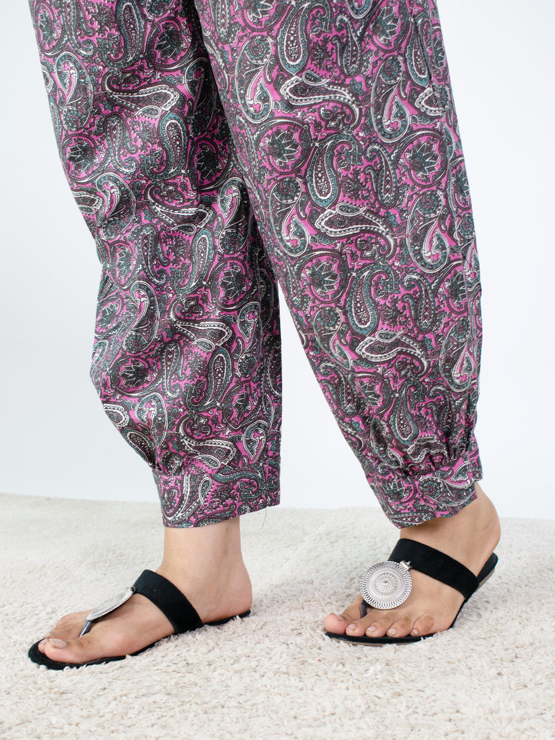 Printed Cotton Afghani Salwar - PinkSwirl