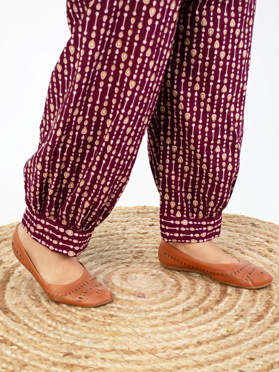 Printed Cotton Afghani Salwar - WinePearls