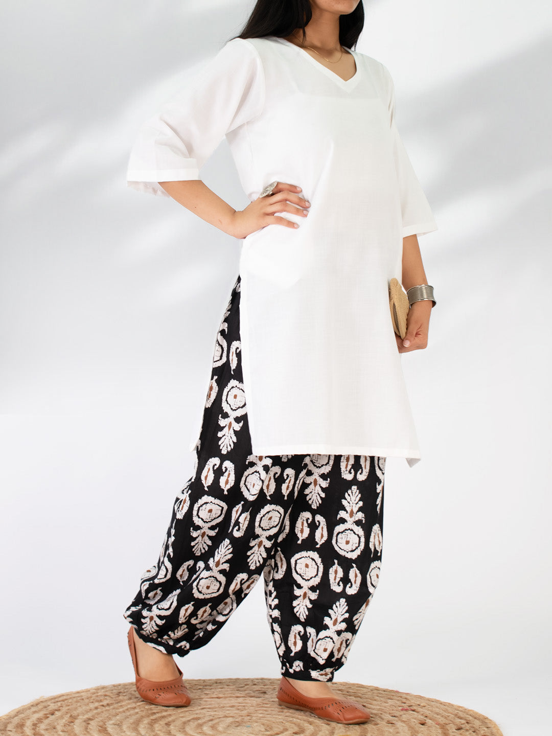 Printed Cotton Balloon Salwar - BlackBoho