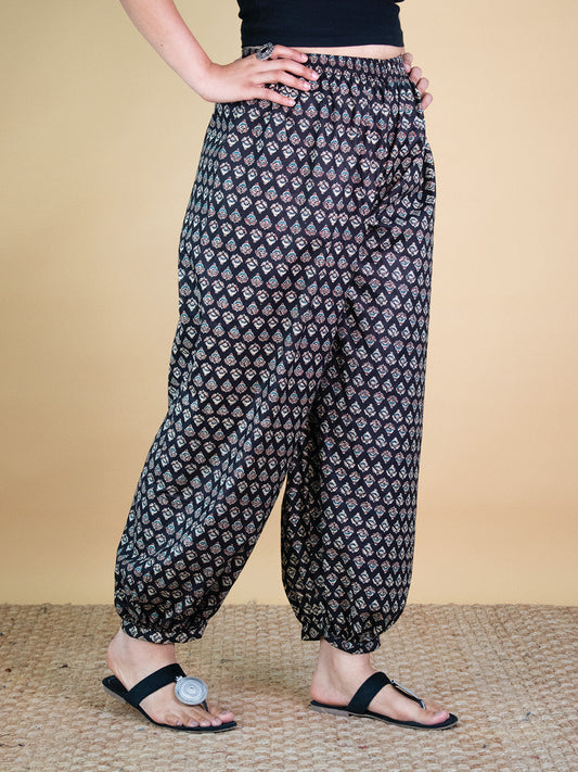 Printed Cotton Balloon Salwar - BlackButti