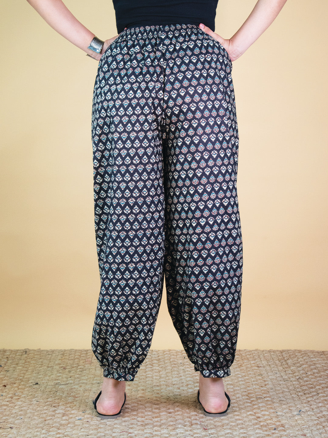 Printed Cotton Balloon Salwar - BlackButti