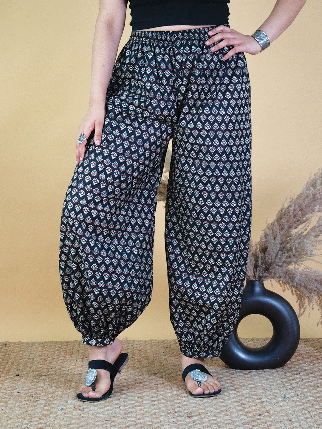 Printed Cotton Balloon Salwar - BlackButti