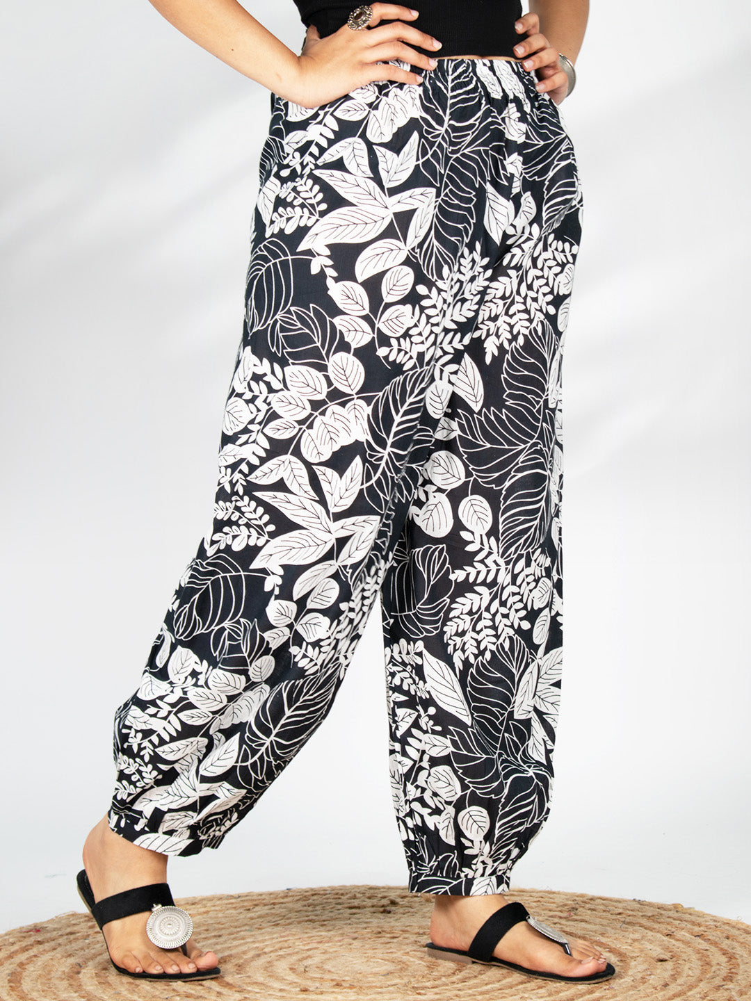 Printed Cotton Balloon Salwar - BlackGrove