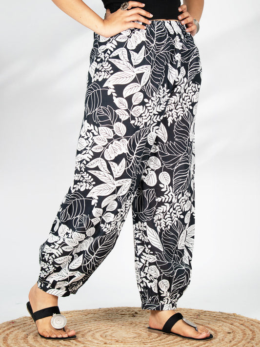Printed Cotton Balloon Salwar - BlackGrove