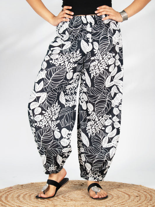 Printed Cotton Balloon Salwar - BlackGrove