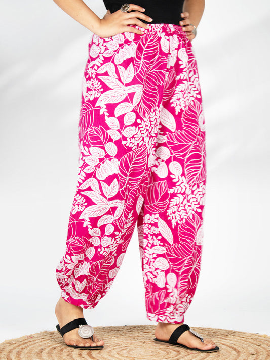 Printed Cotton Balloon Salwar - MagentaGrove