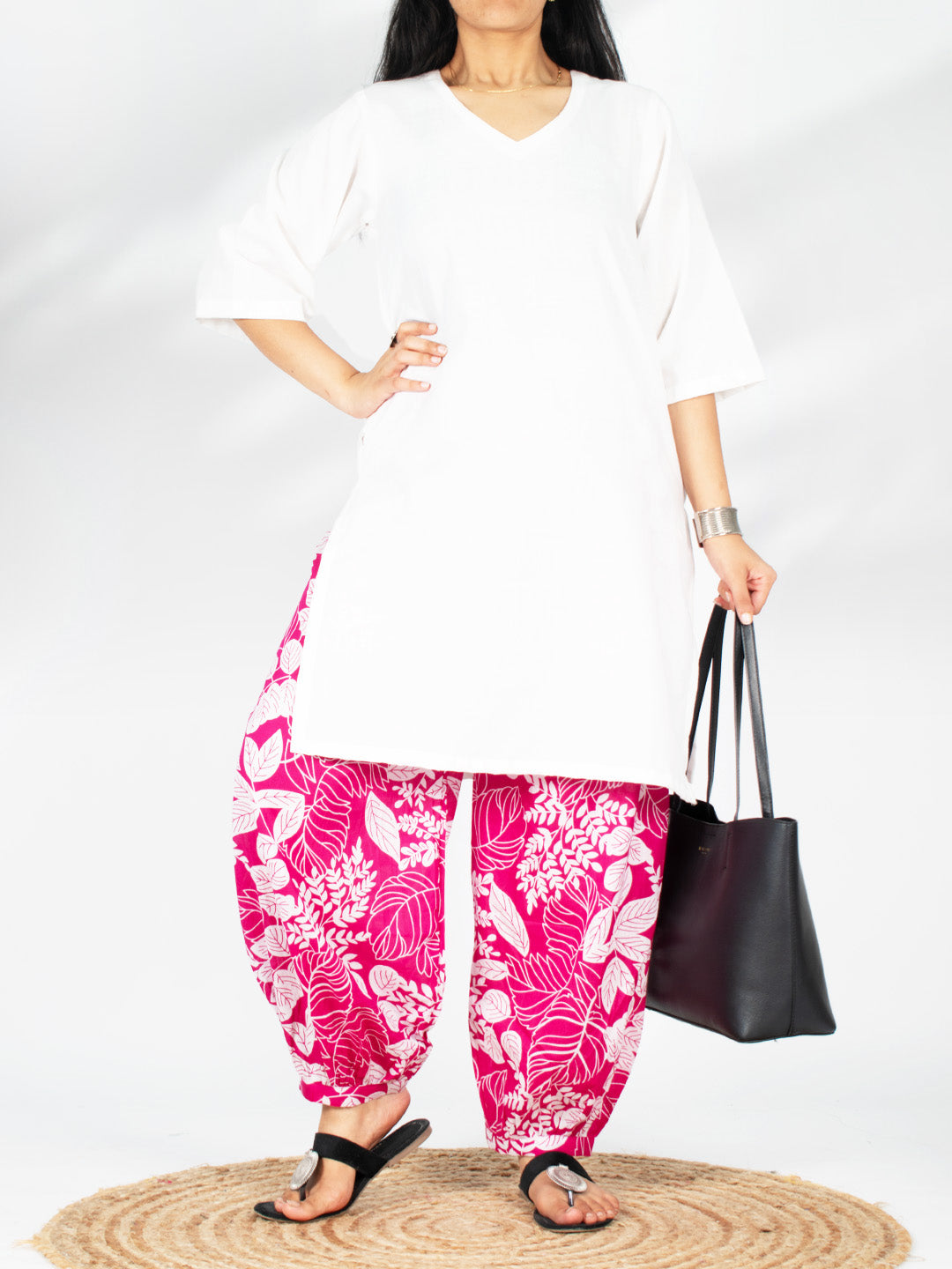Printed Cotton Balloon Salwar - MagentaGrove