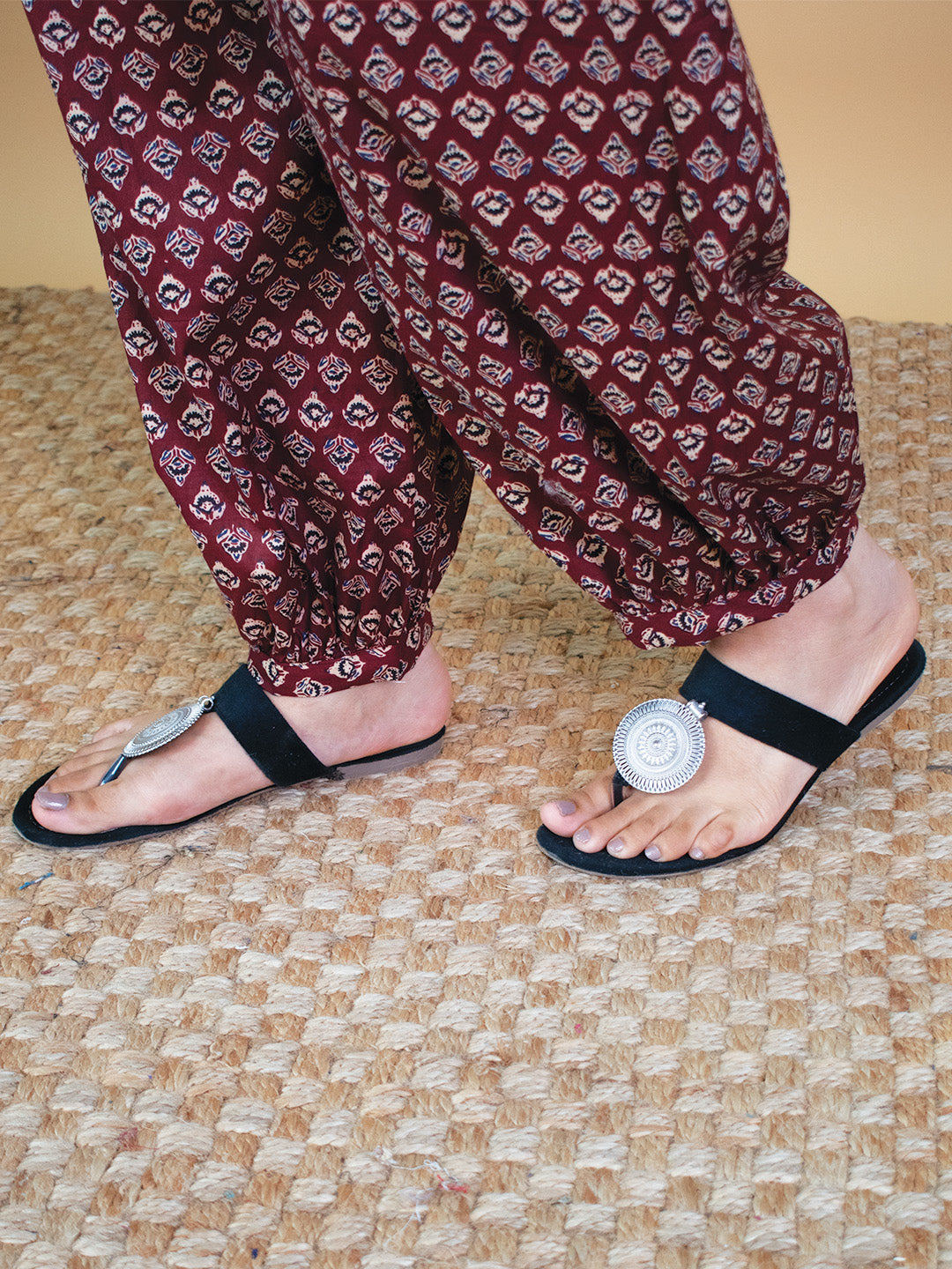 Printed Cotton Balloon Salwar - MaroonButti