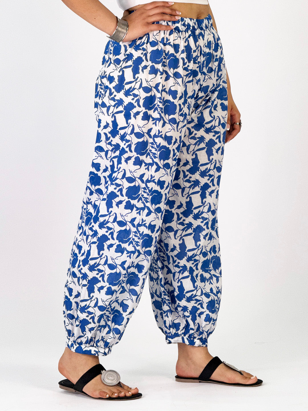 Printed CottonSlub Balloon Salwar - IndigoBloom