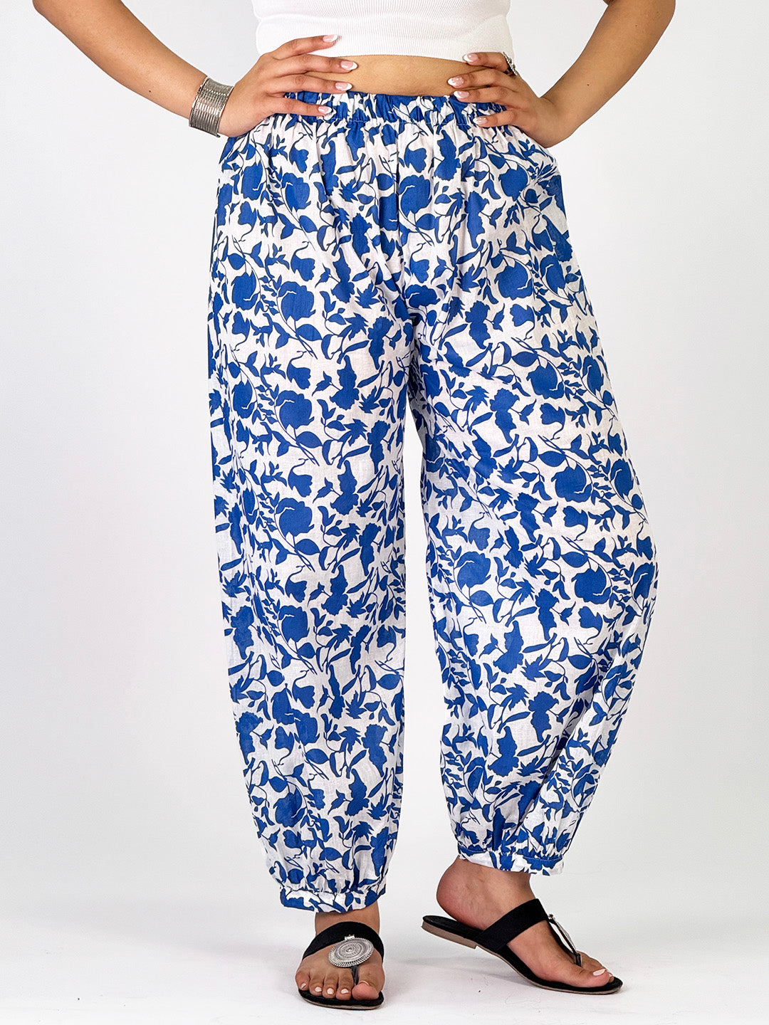 Printed CottonSlub Balloon Salwar - IndigoBloom