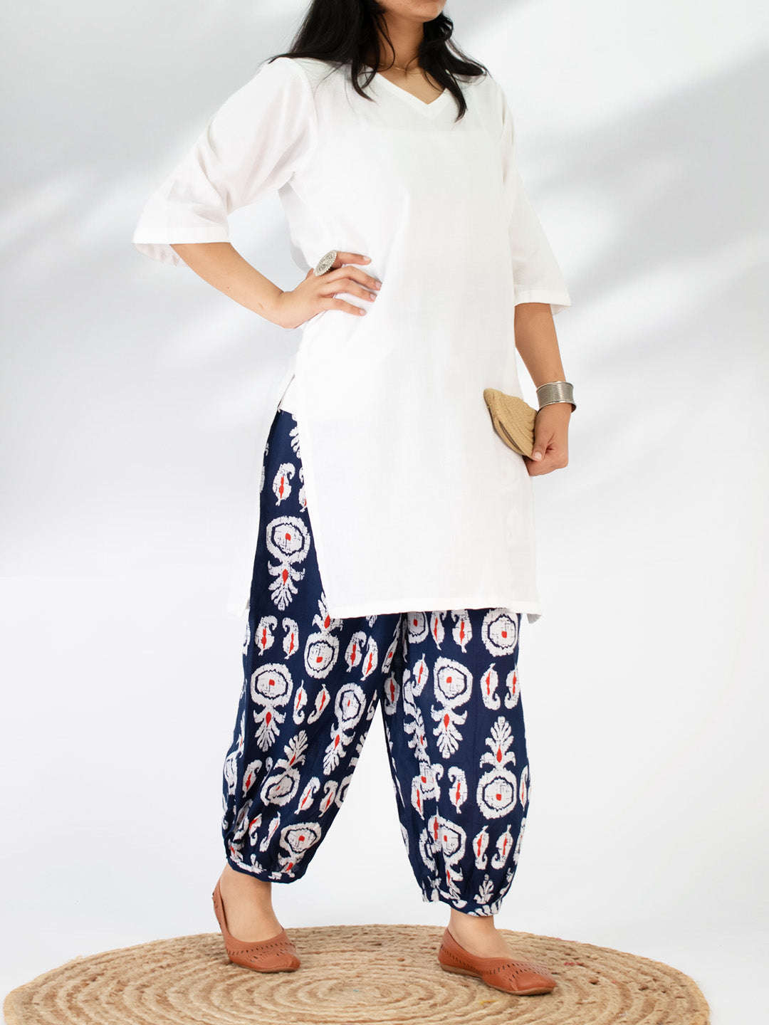 Printed Cotton Balloon Salwar - NavyBoho