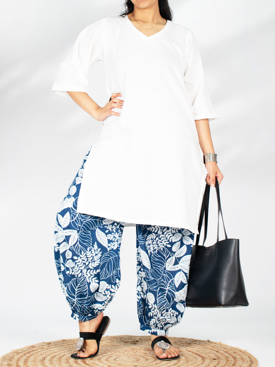 Printed Cotton Balloon Salwar - NavyGrove