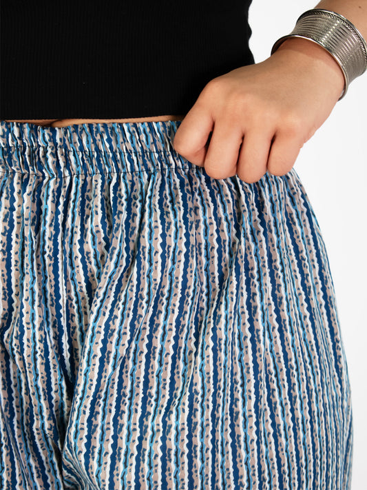 Printed Cotton Balloon Salwar - BlueStripes