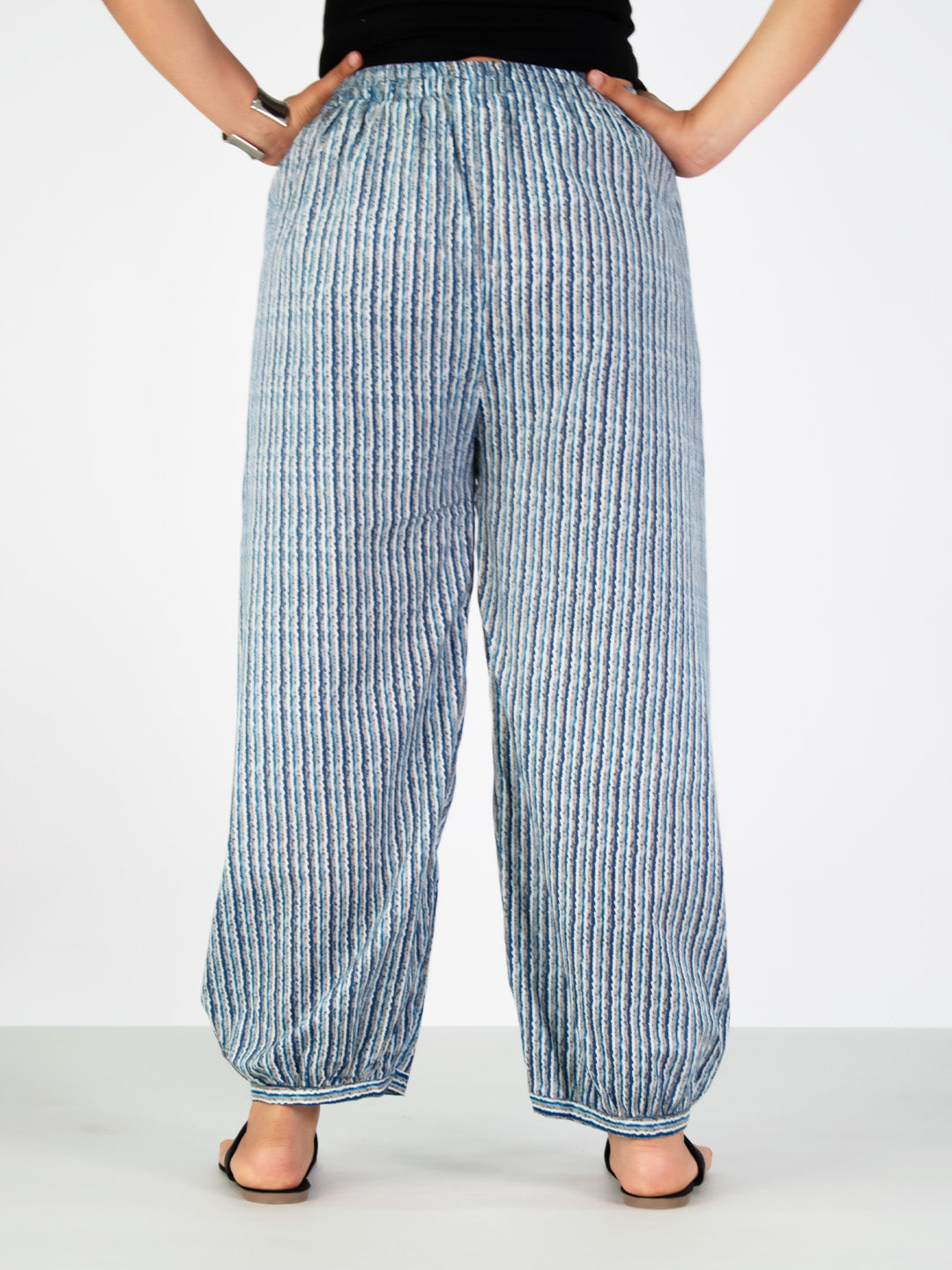 Printed Cotton Balloon Salwar - BlueStripes