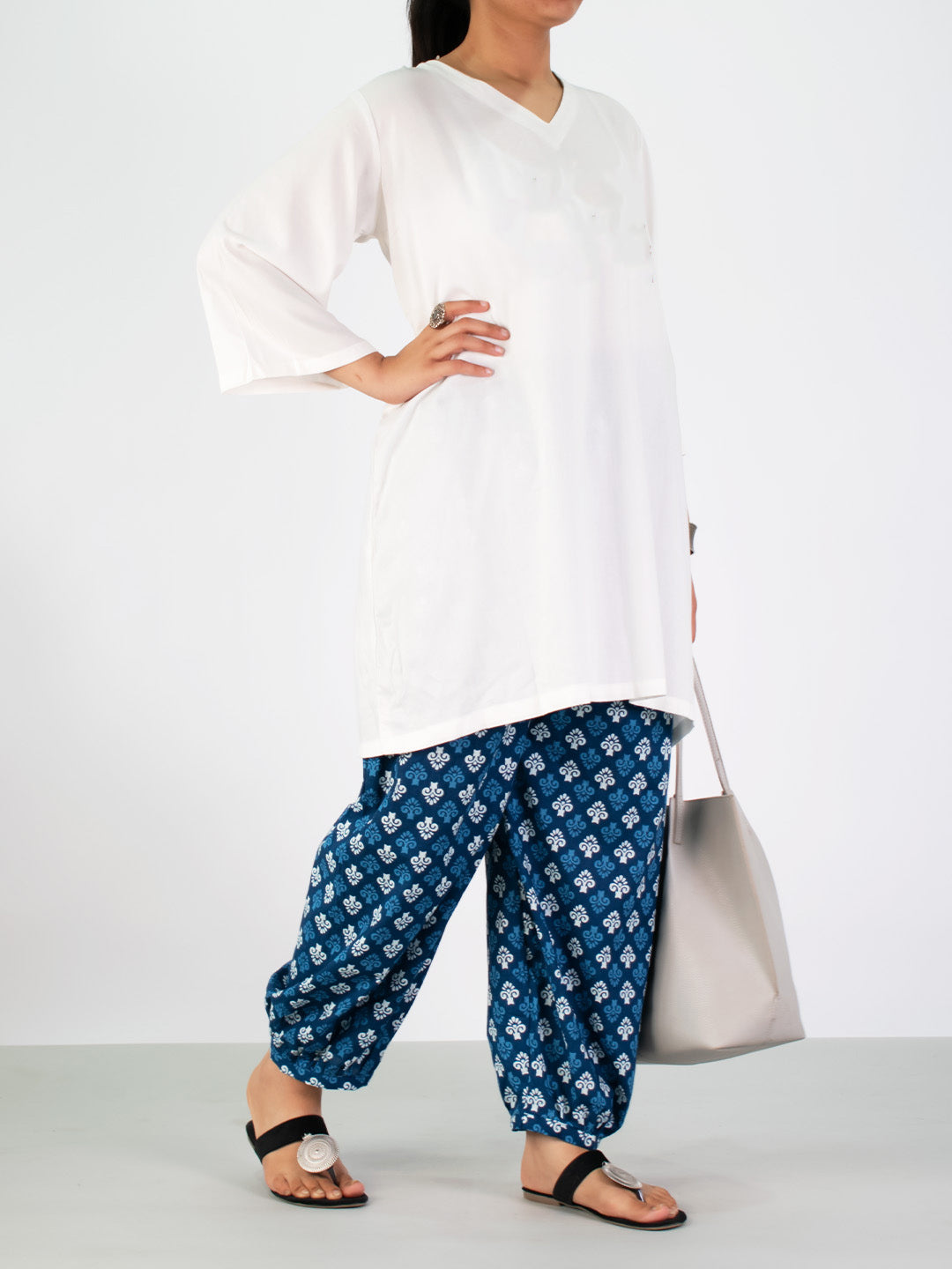 Printed Cotton Balloon Salwar - Neelphool