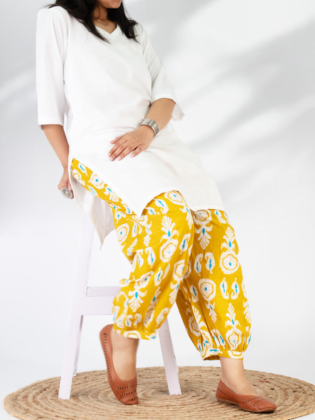 Printed Cotton Balloon Salwar - YellowBoho