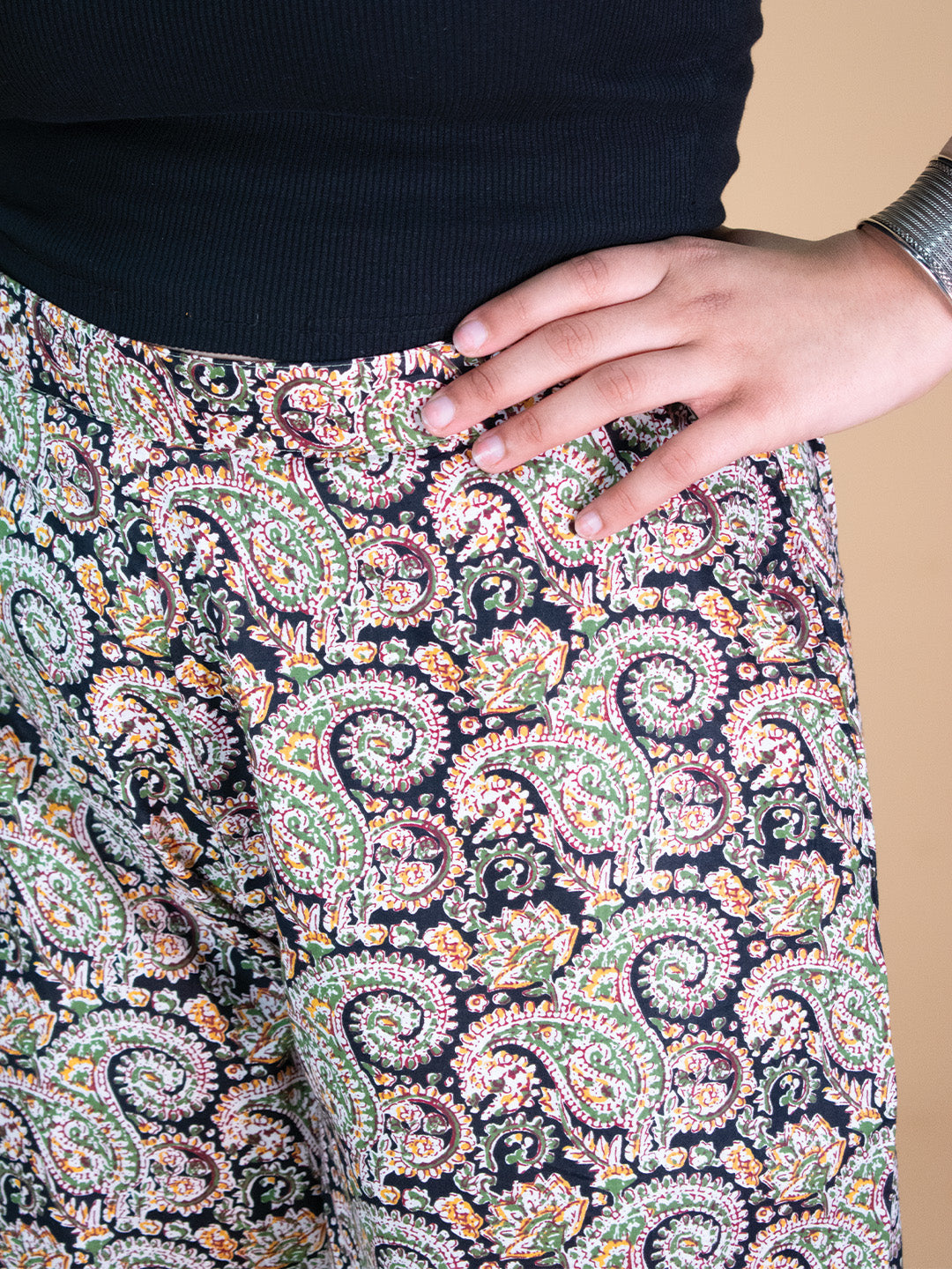 Printed Cotton Culottes - BlackPaisley