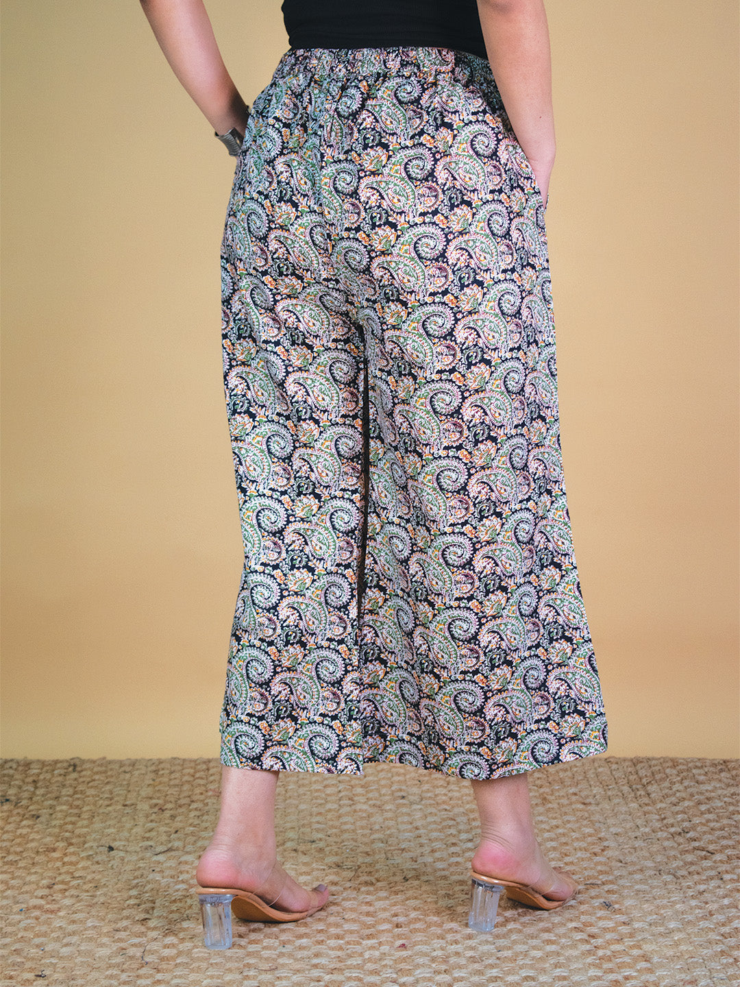Printed Cotton Culottes - BlackPaisley