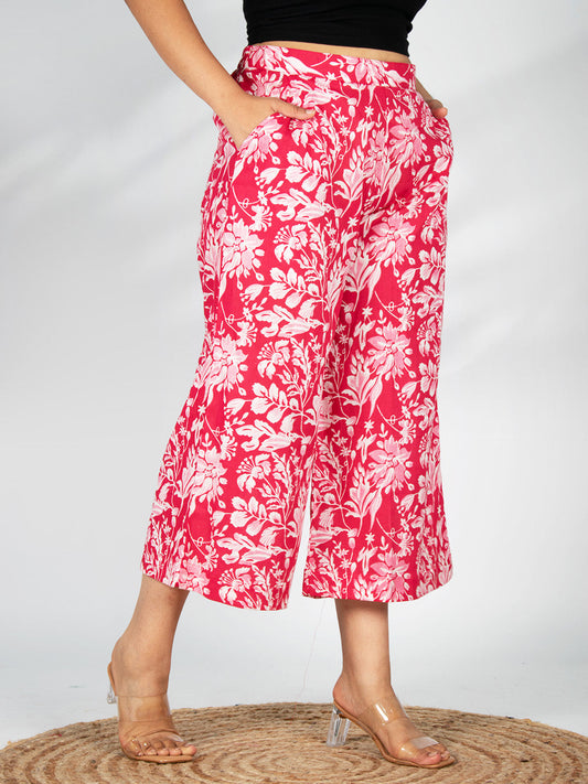 Printed Cotton Culottes - FuschiaLush