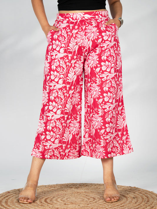 Printed Cotton Culottes - FuschiaLush