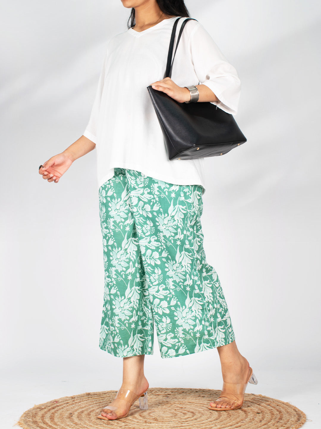 Printed Cotton Culottes - GreenLush