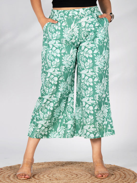 Printed Cotton Culottes - GreenLush