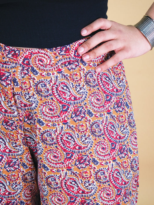 Printed Cotton Culottes - MustardPaisley