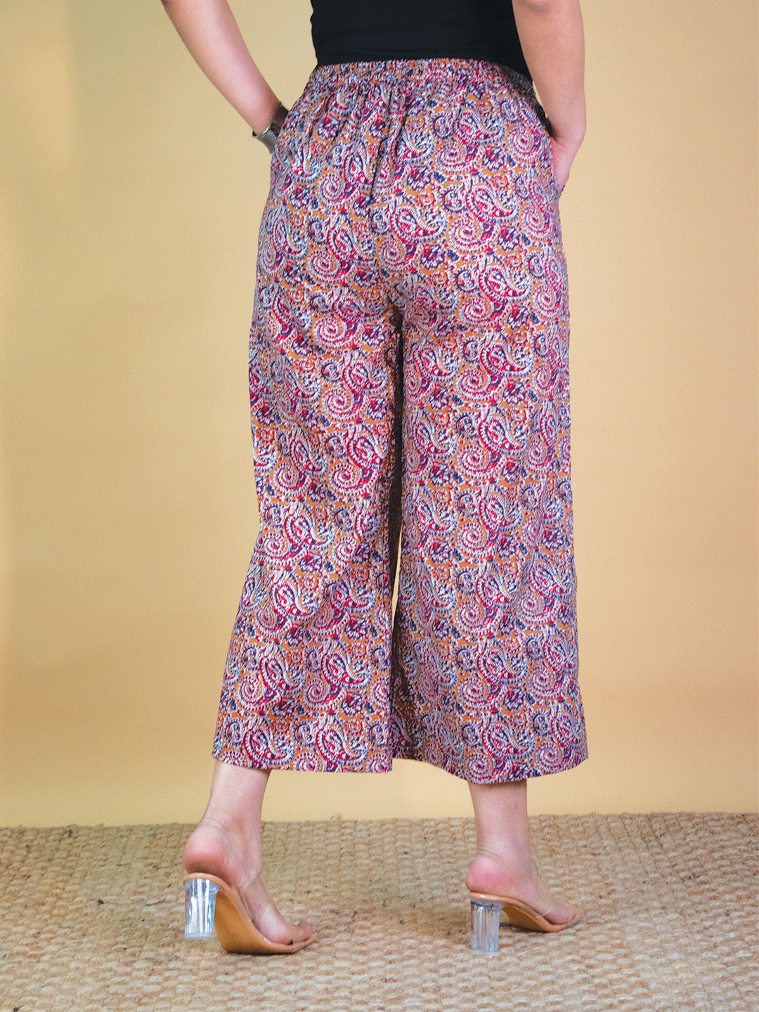 Printed Cotton Culottes - MustardPaisley