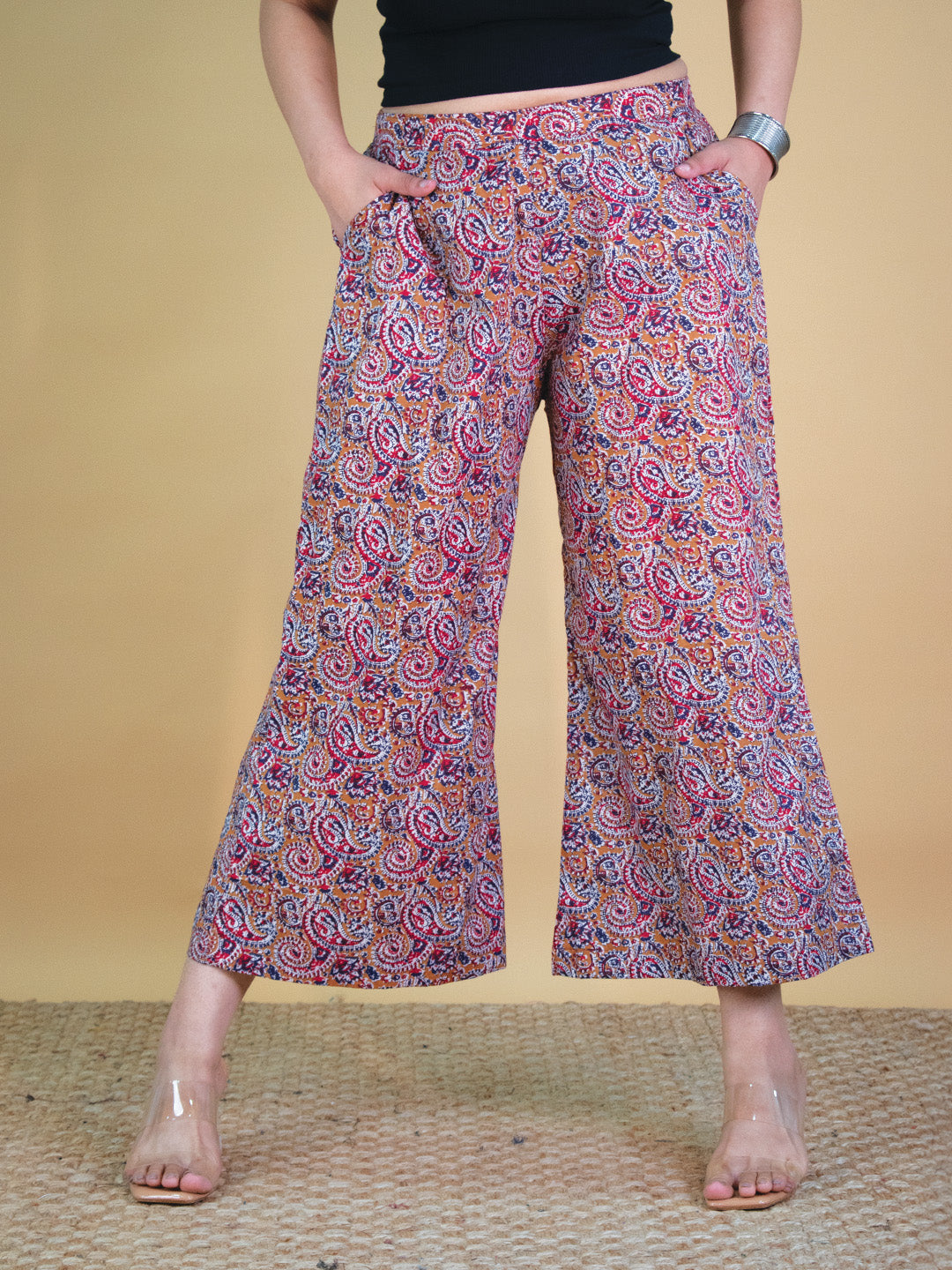 Printed Cotton Culottes - MustardPaisley