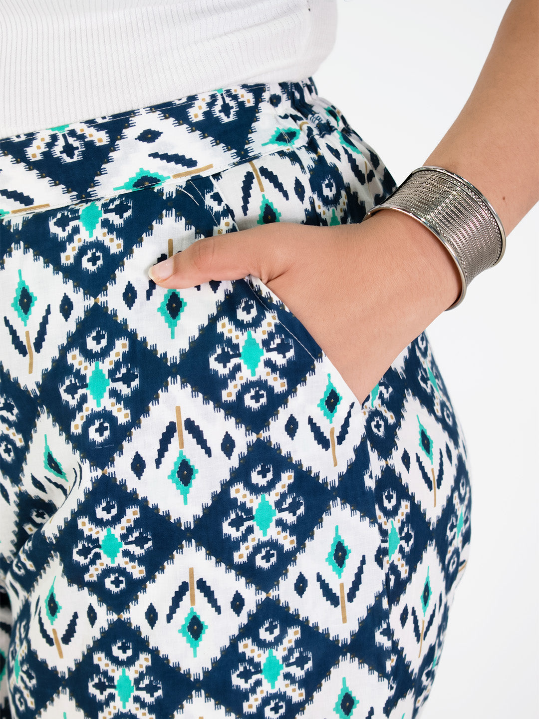 Printed Cotton Culottes - NavyStencil