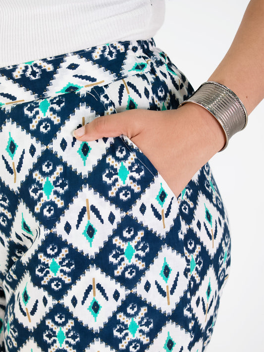 Printed Cotton Culottes - NavyStencil