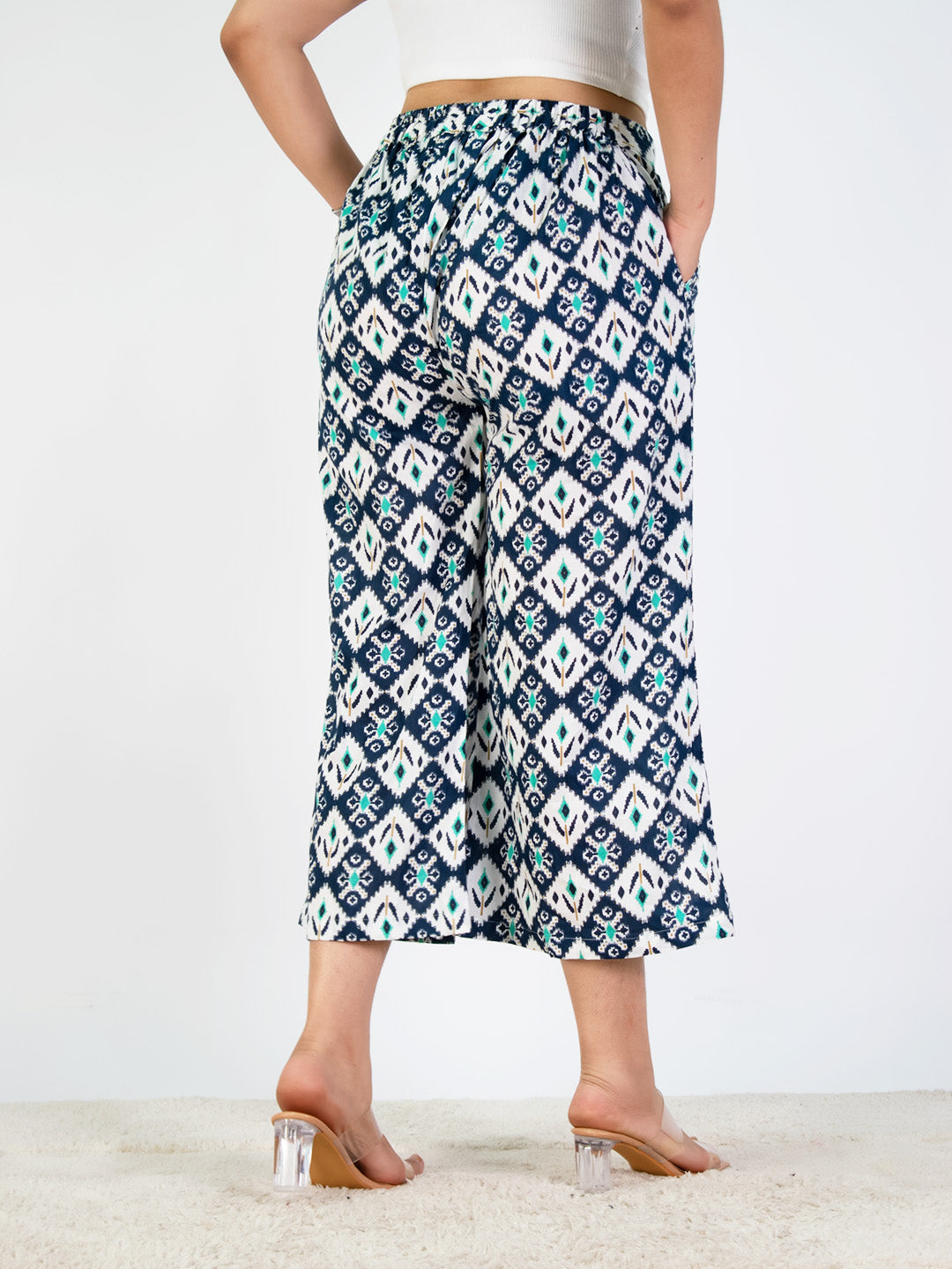 Printed Cotton Culottes - NavyStencil