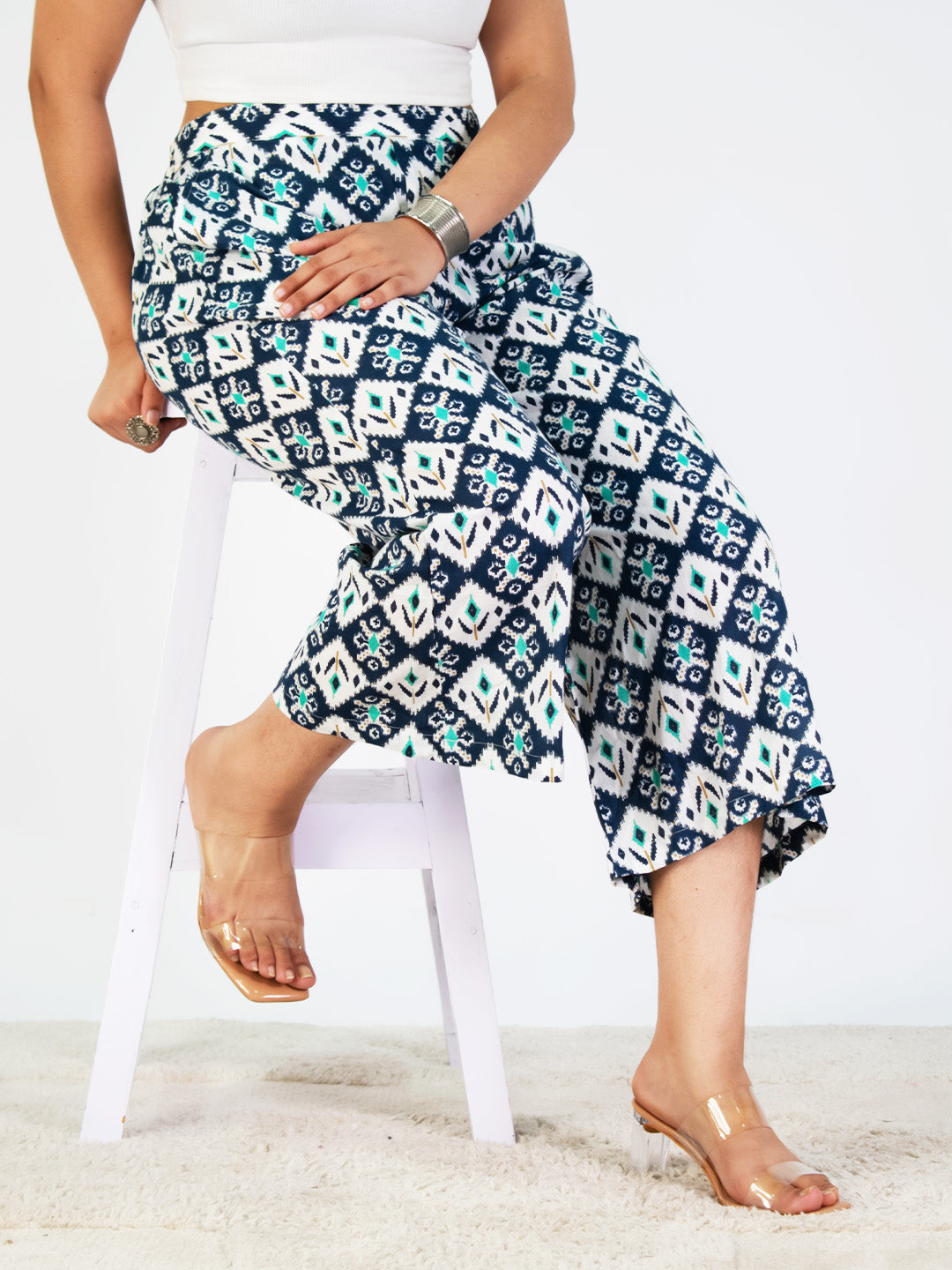Printed Cotton Culottes - NavyStencil