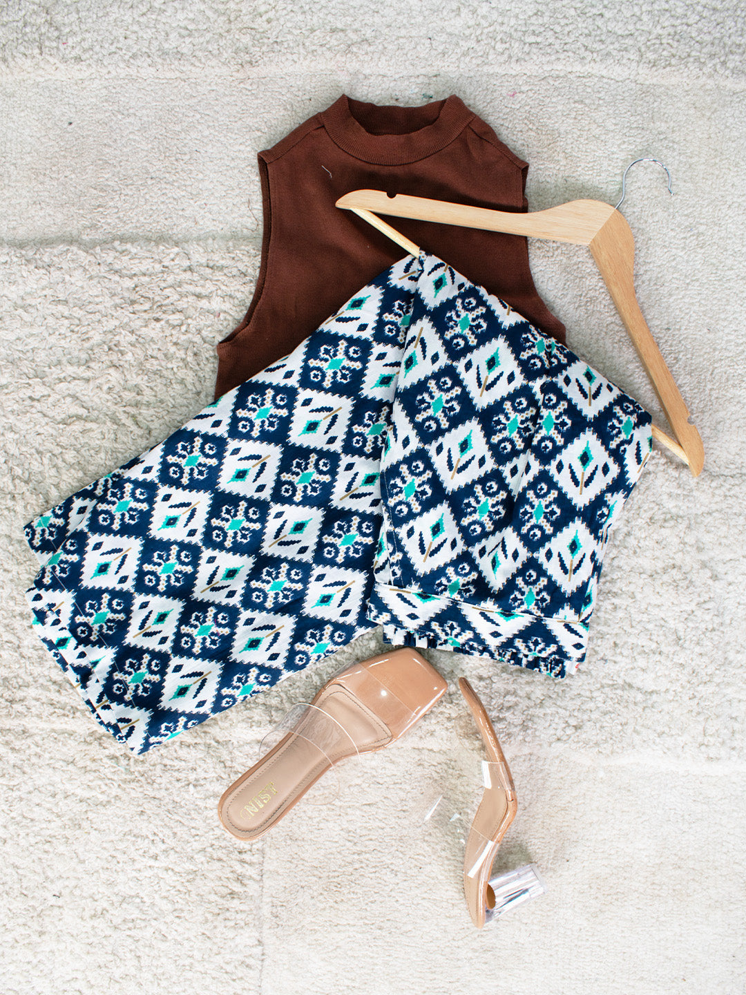 Printed Cotton Culottes - NavyStencil