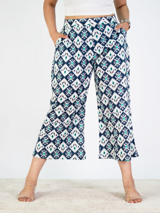 Printed Cotton Culottes - NavyStencil