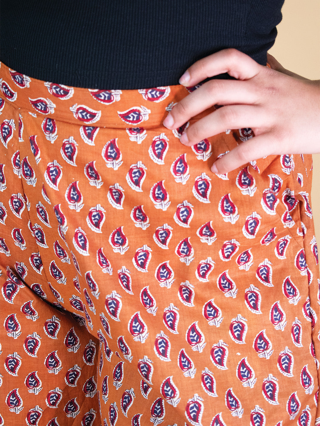 Printed Cotton Culottes - OrangePankh