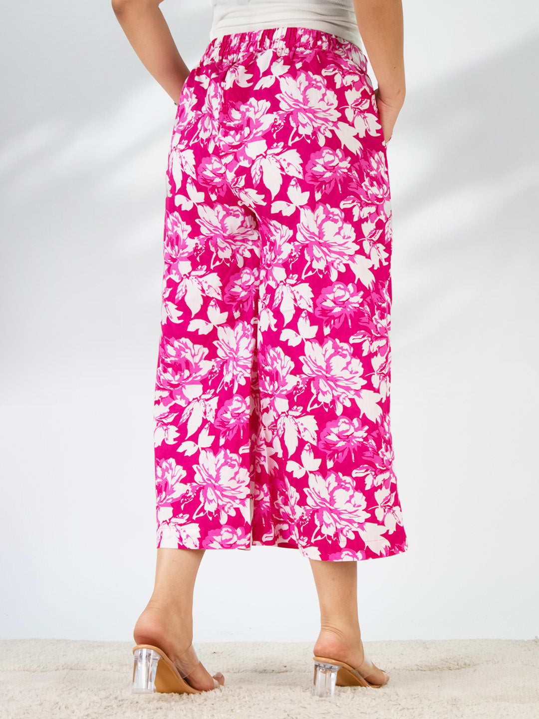 Printed Cotton Culottes - PinkPetals