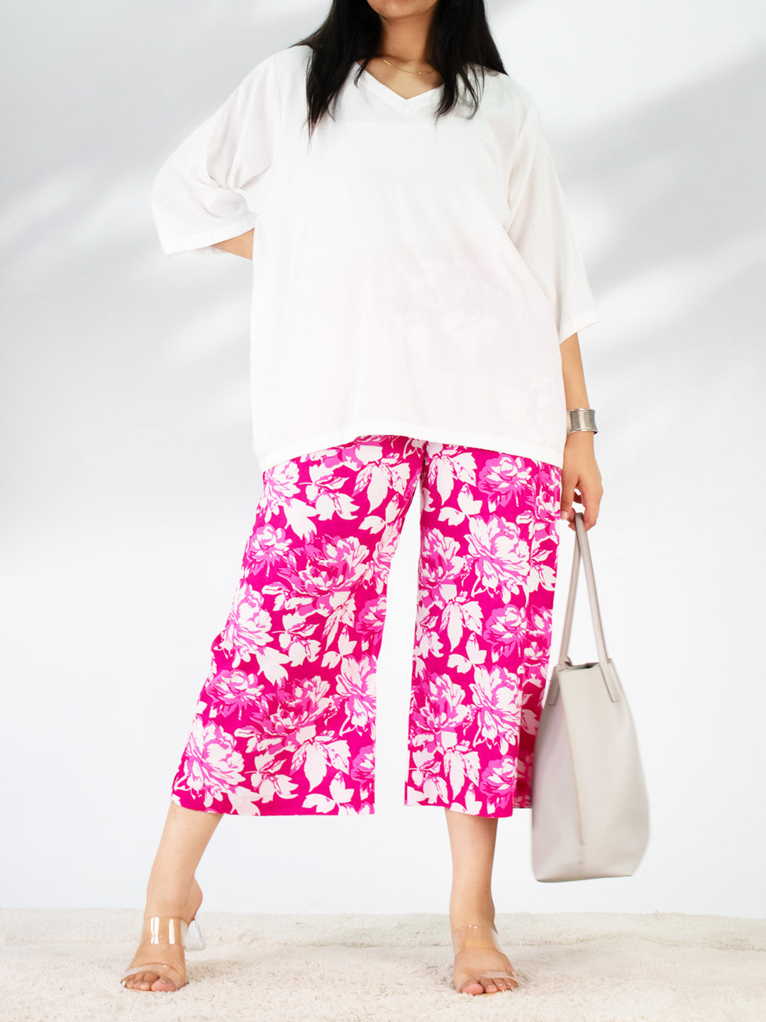 Printed Cotton Culottes - PinkPetals