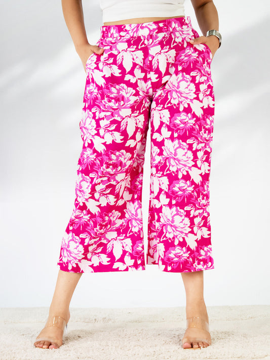 Printed Cotton Culottes - PinkPetals
